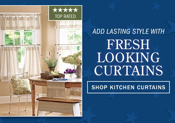 Add Lasting Style With Fresh-Looking Curtains. Shop Kitchen Curtains. Top Rated. Ticking Stripe Rod Pocket Tailored Valance, Ticking Stripe Rod Pocket Tiers