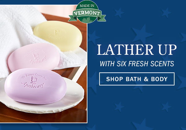 Lather Up With Six Fresh Scents. Shop Bath & Body. Made in VT. Vermont Soap 3-Bar Mix-And-Match Custom Box