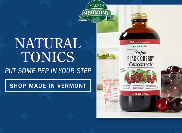Natural Tonics Put Some Pep in Your Step. Shop Made in Vermont. Made in VT. Super Black Cherry Concentrate Tonic, 16 Ounce Bottle