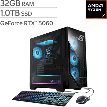 ASUS ROG GM700 58L Gaming Desktop with AMD Ryzen 7 Processor and NVIDIA GeForce RTX 5060 Graphics