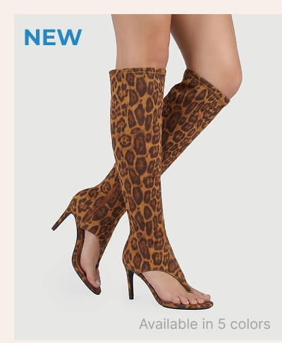 Shop Open Toe Thong Knee High Heels