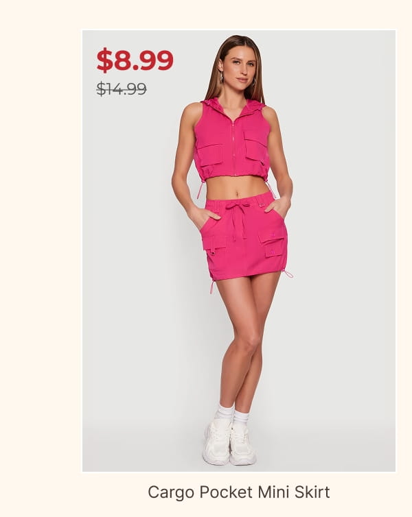 Shop Toggle Drawstring Hem Cargo Pocket Mini Skirt