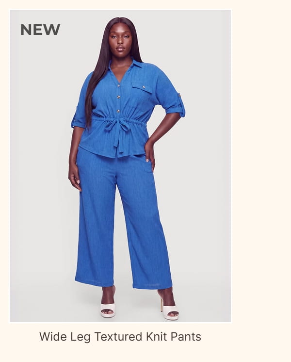 Shop Plus Size High Waisted Wide Leg Textured Knit Pants