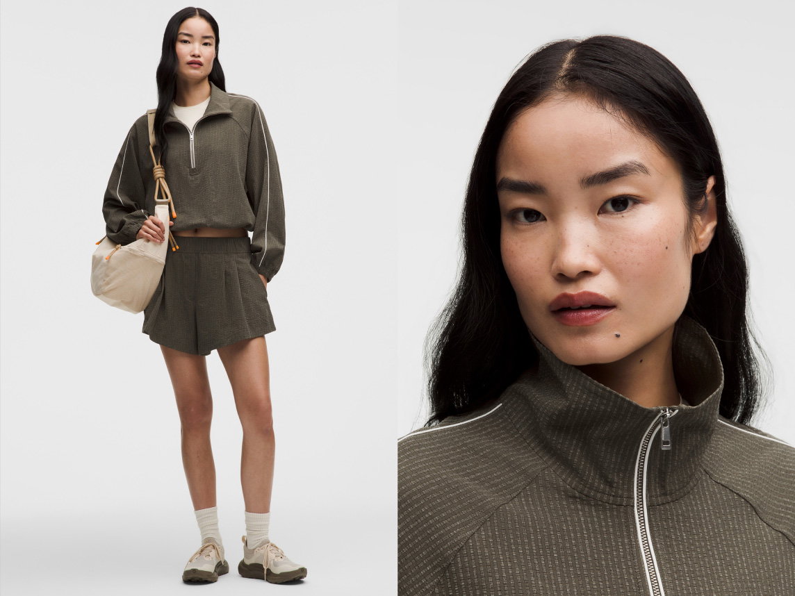 Seersucker WovenAir Funnel-Neck Half Zip
