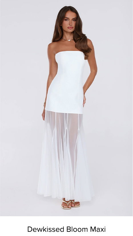 Dewkissed Bloom Strapless Maxi Dress White