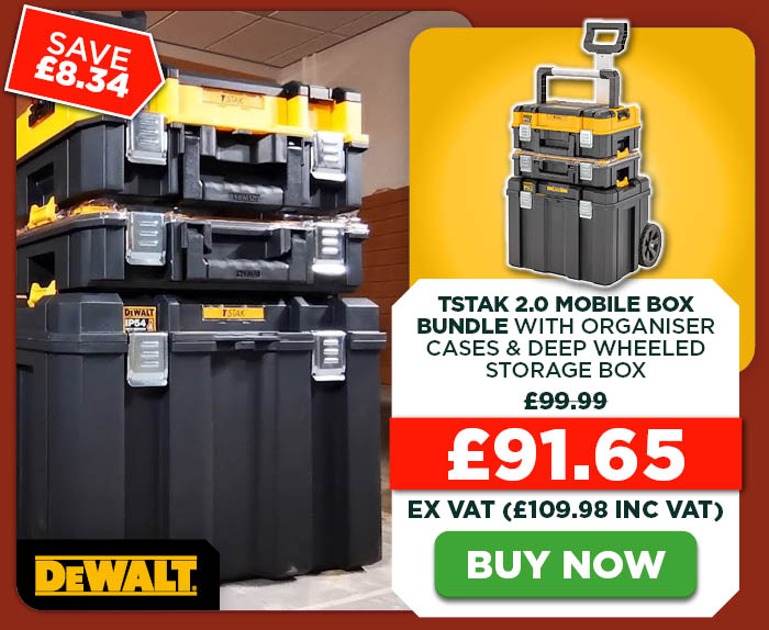 Dewalt DWST83411-1 TSTAK 2.0 Mobile Box Bundle with Organiser Cases & Deep Wheeled Storage Box