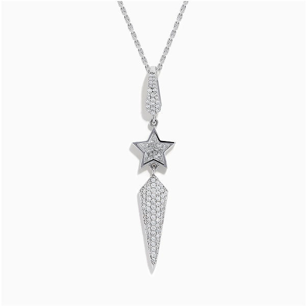 18K White Gold Diamond Shooting Star Lariat Pendant