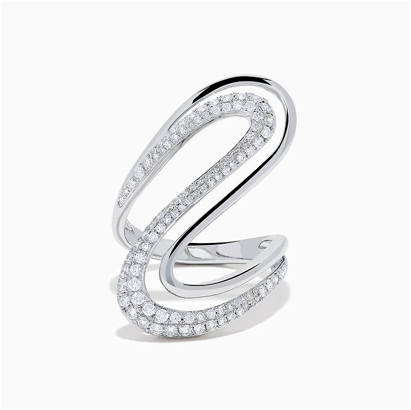14K White Gold Diamond Open S-Curve Statement Ring