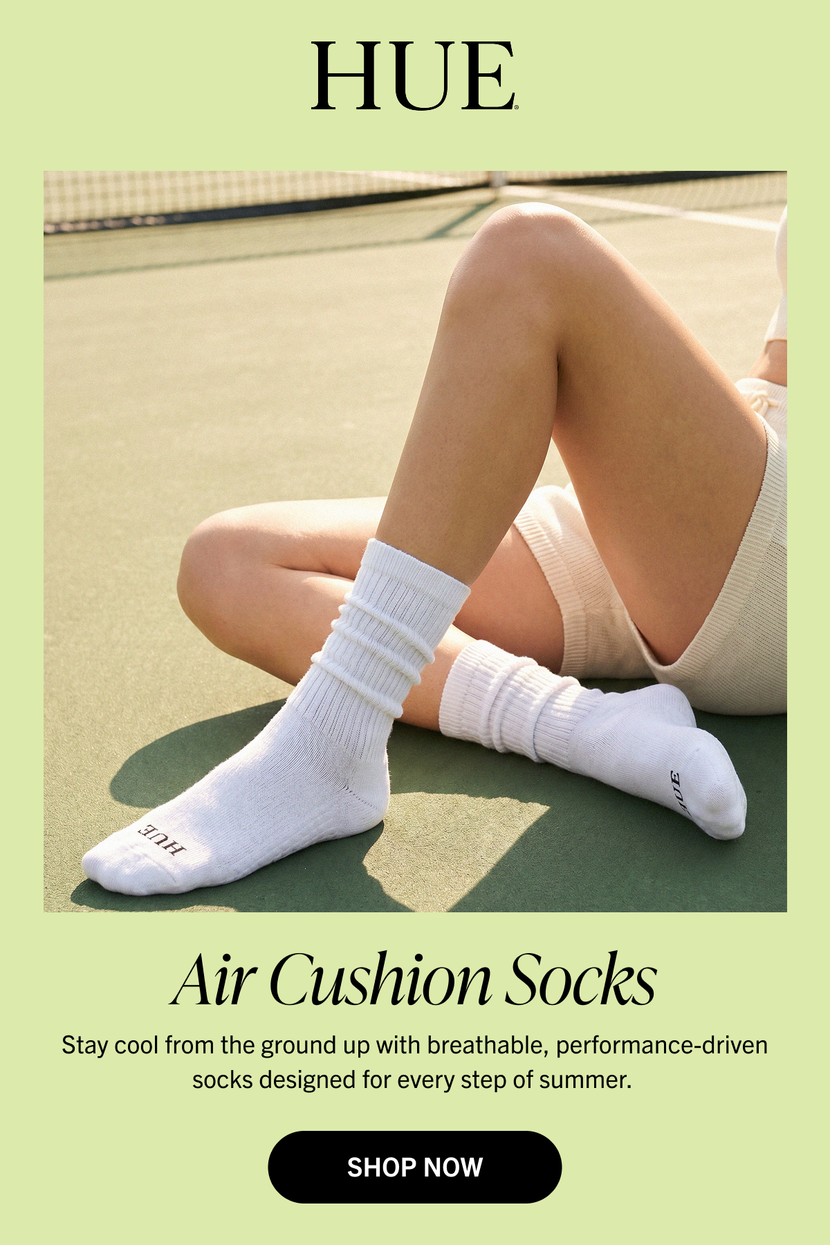 Air Cushion Socks - stay cool from the ground with breathable, performance driven socks designed for every step of summer.