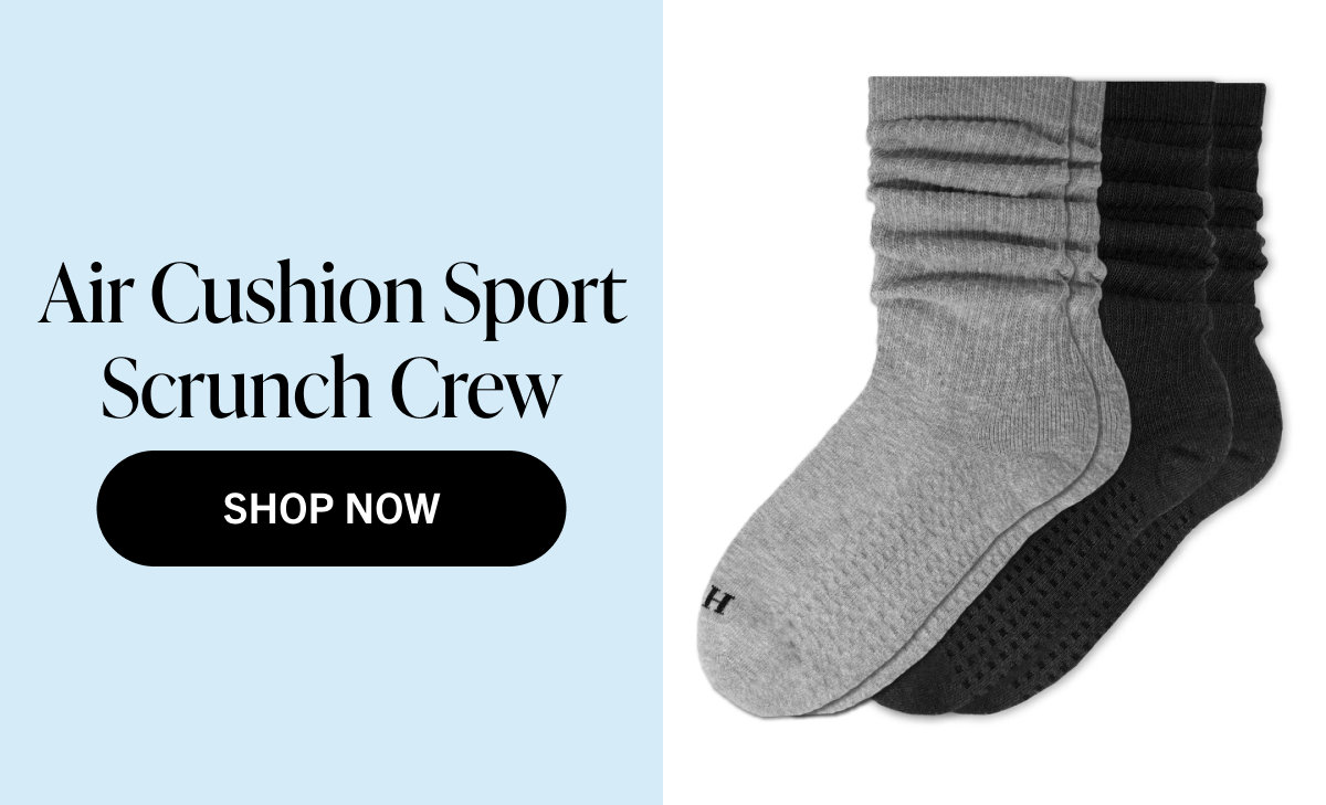 Air Cushion Sport Scrunch Crew Socks 2 Pair Pack
