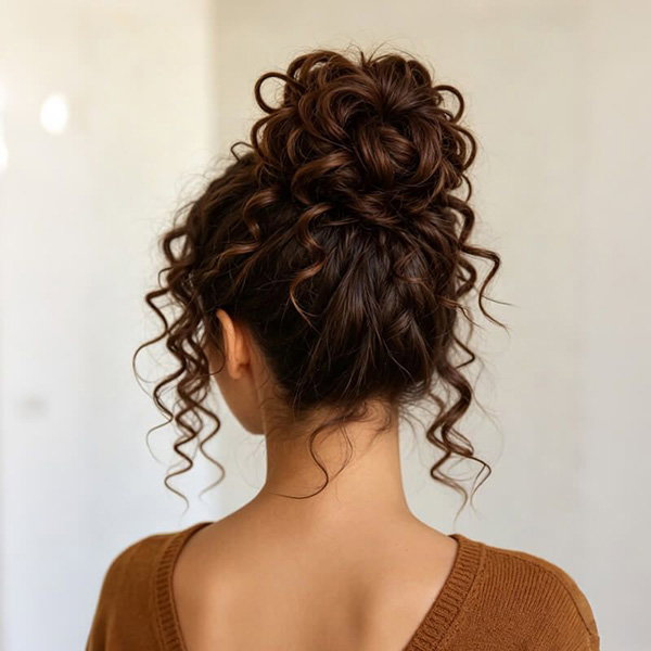 Natural Brown Curly Hair with Bangs Pre Plucked 360 Lace Front Human Hair Wigs