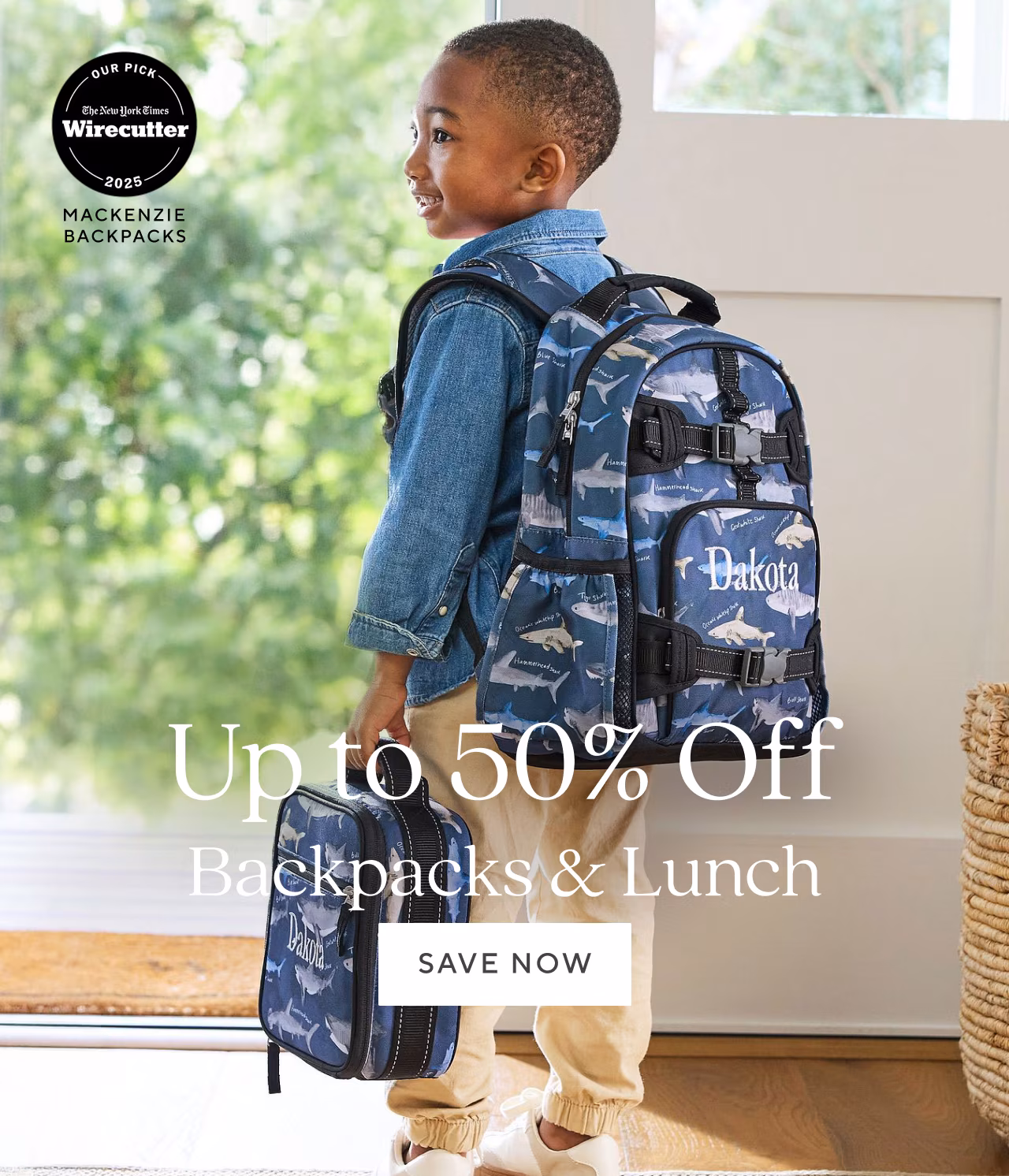 up to 50% off backpacks & lunch