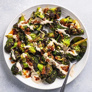 Skillet-Charred Broccoli with Chili Crisp and Tonnato Sauce