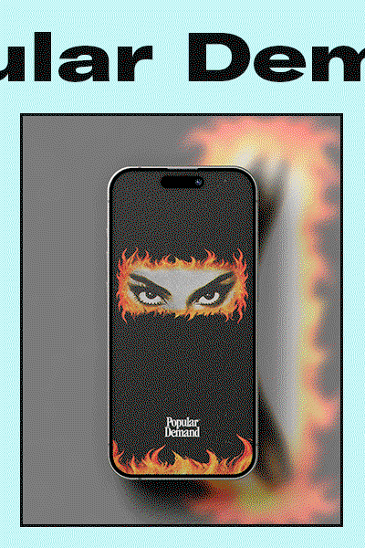 Redeem this Popular Demand FIRE EYES Wallpaper | A black background with illustrated eyes surrounded by graphic fire