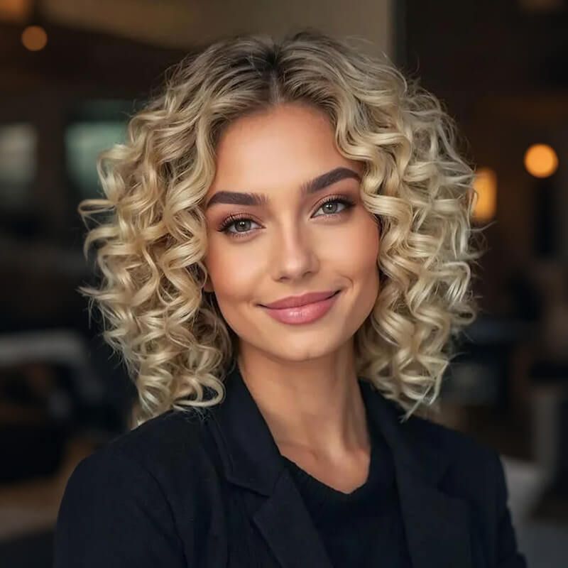 Blonde Short Voluminous Curly Bob Glueless Wear And Go Human Hair Wig