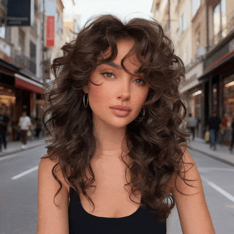 Wear And Go Wigs Loose Curly Brown Wigs With Bangs Pre Cut Lace Human Hair Wigs