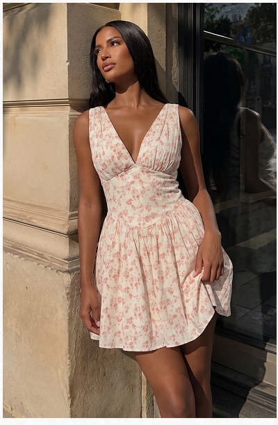 Shop Ditsy Floral V-Neck Mini Dress