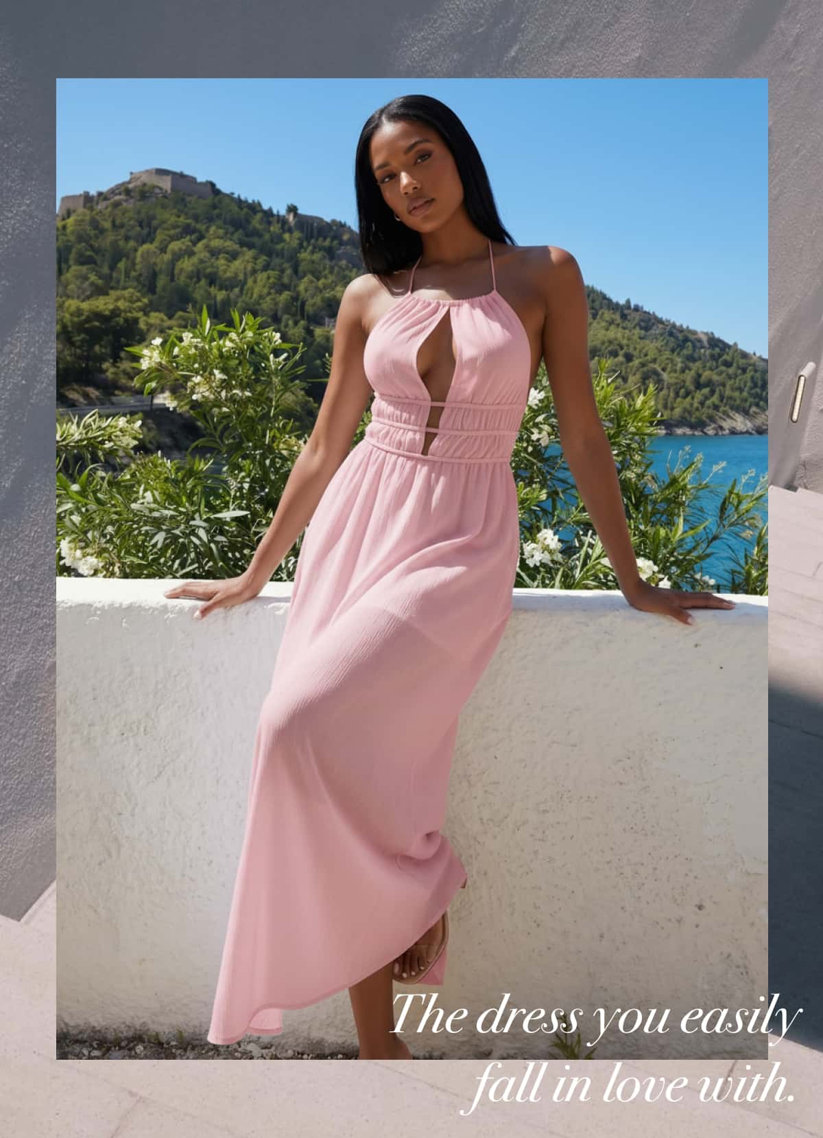 Shop Strappy Tie Back Halter Maxi Dress