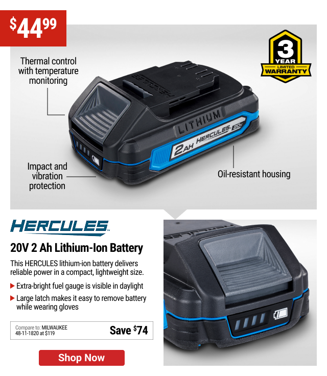 HERCULES 20V 2 AH Lithium-Ion Battery