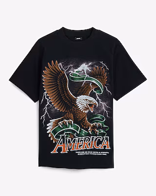 America Black Cotton Graphic T-Shirt