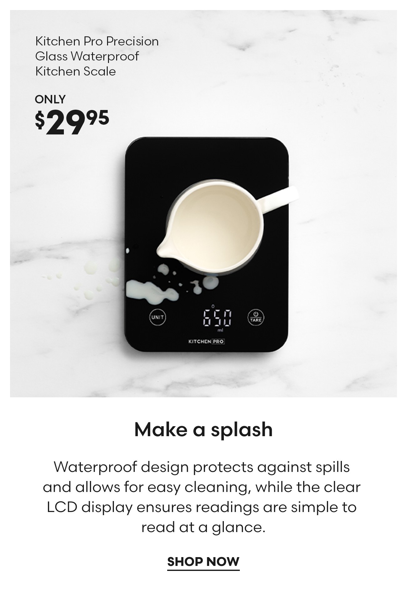 Kitchen Pro Precision Glass Waterproof Kitchen Scale