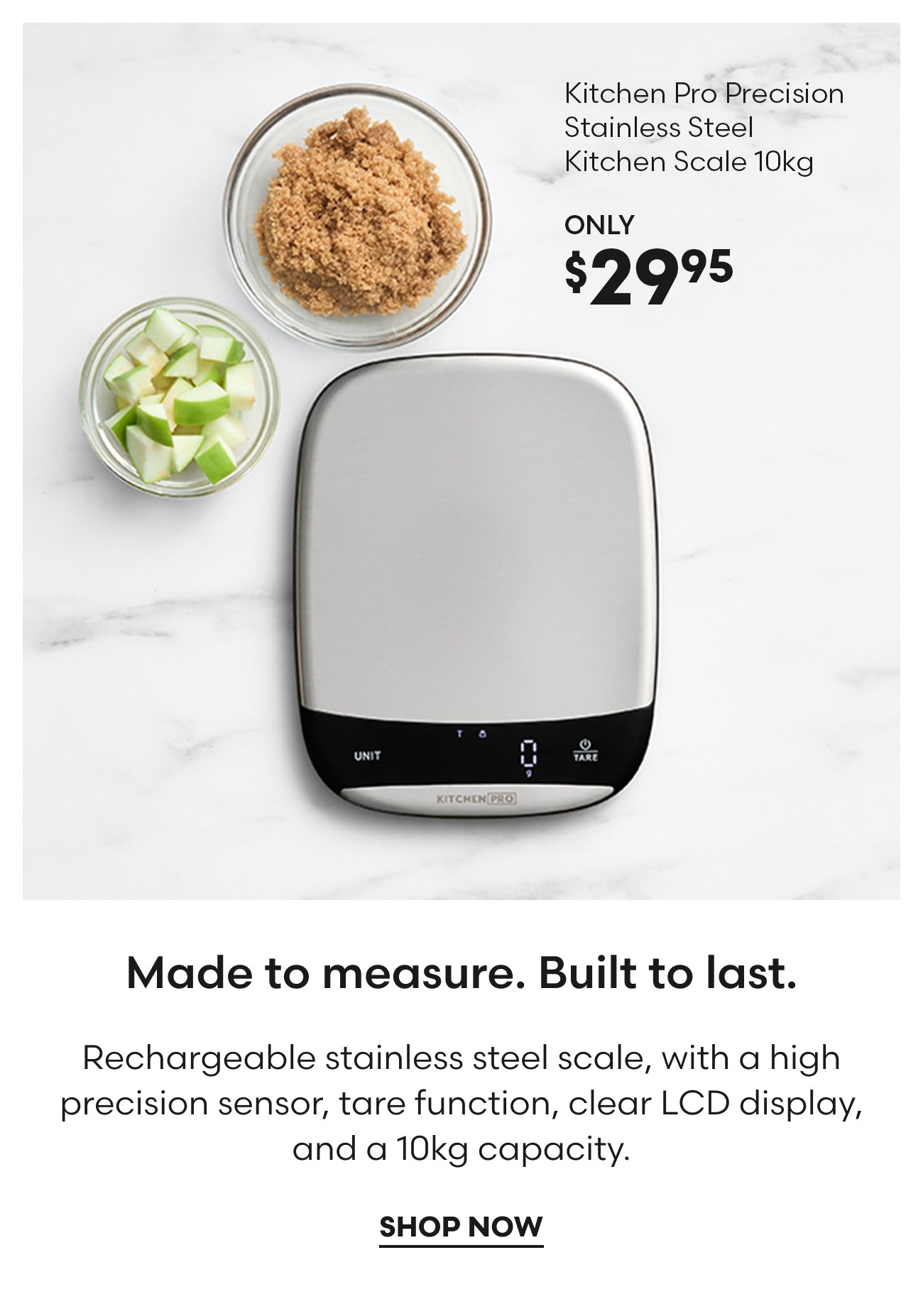 Kitchen Pro Precision Stainless Steel Kitchen Scale 10kg