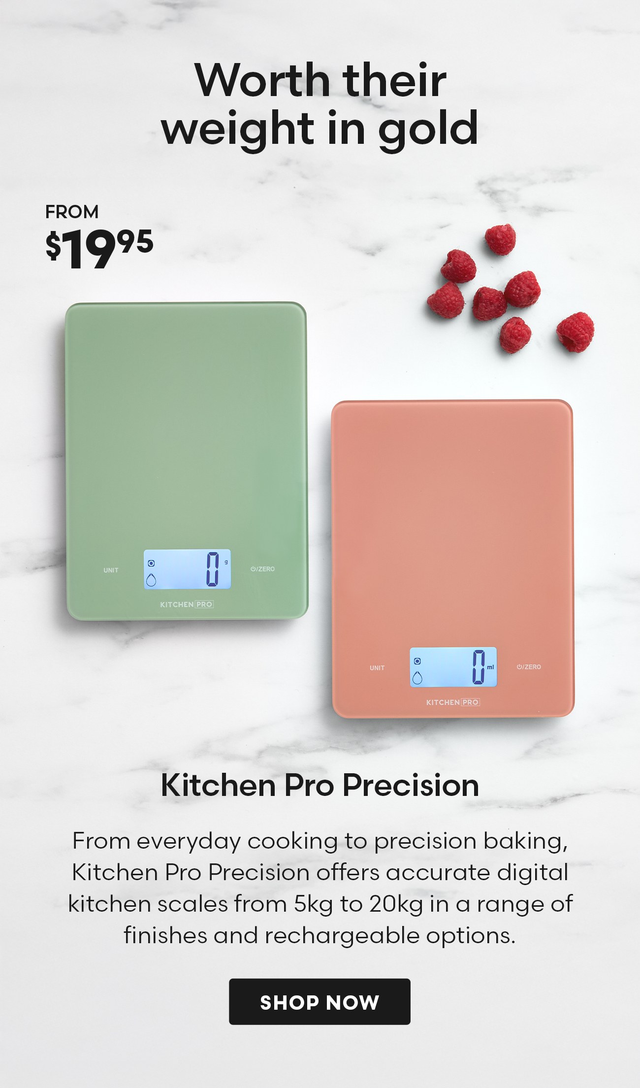 Kitchen Pro Precision Glass Kitchen Scale 5kg