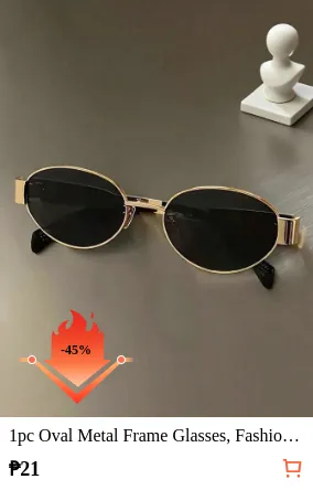 1pc Oval Metal Frame Glasses...