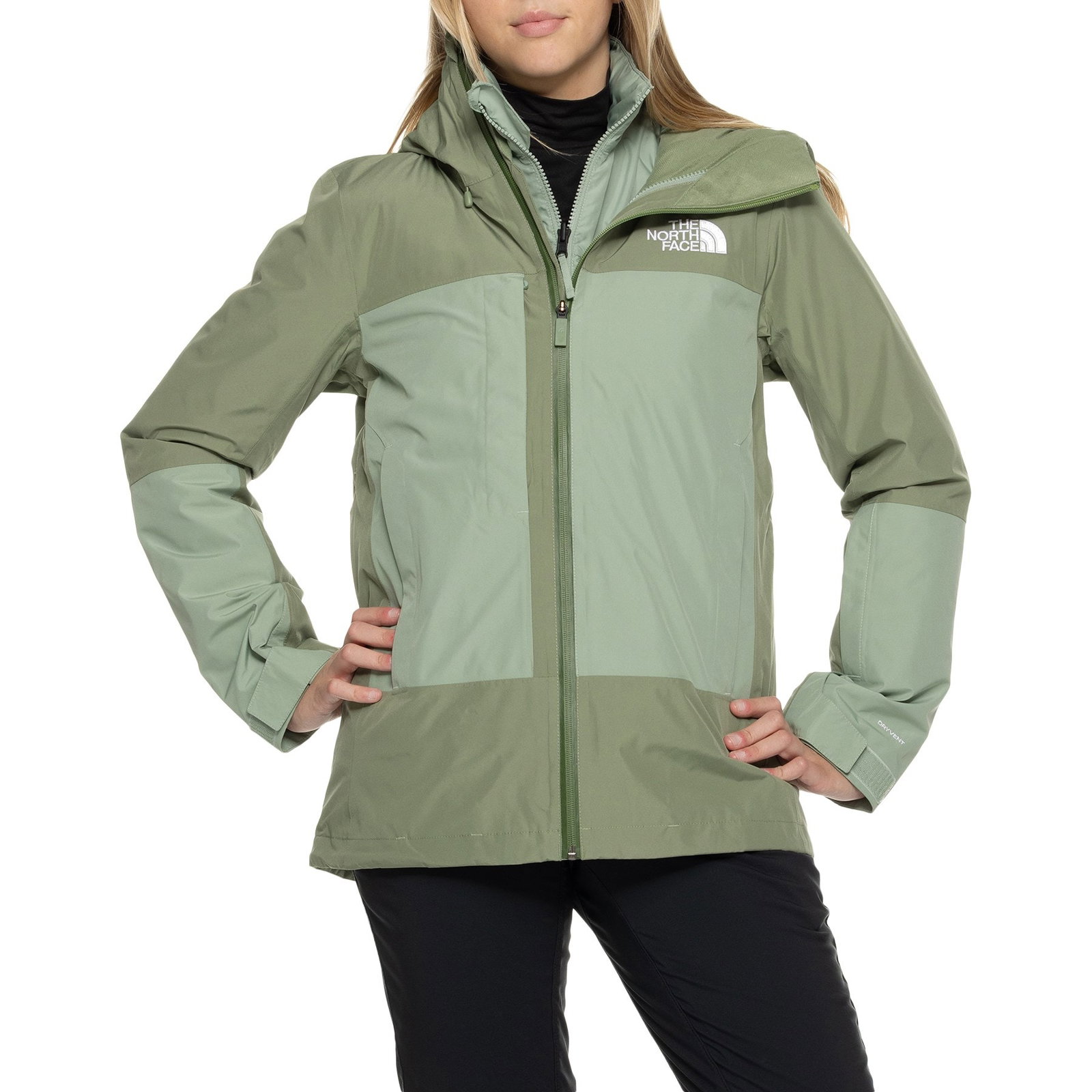 The North Face ThermoBall® Snow Triclimate® 3-in-1 Jacket- Waterproof, Insulated for Women | Bark Mist/Slate Moss | Size Large