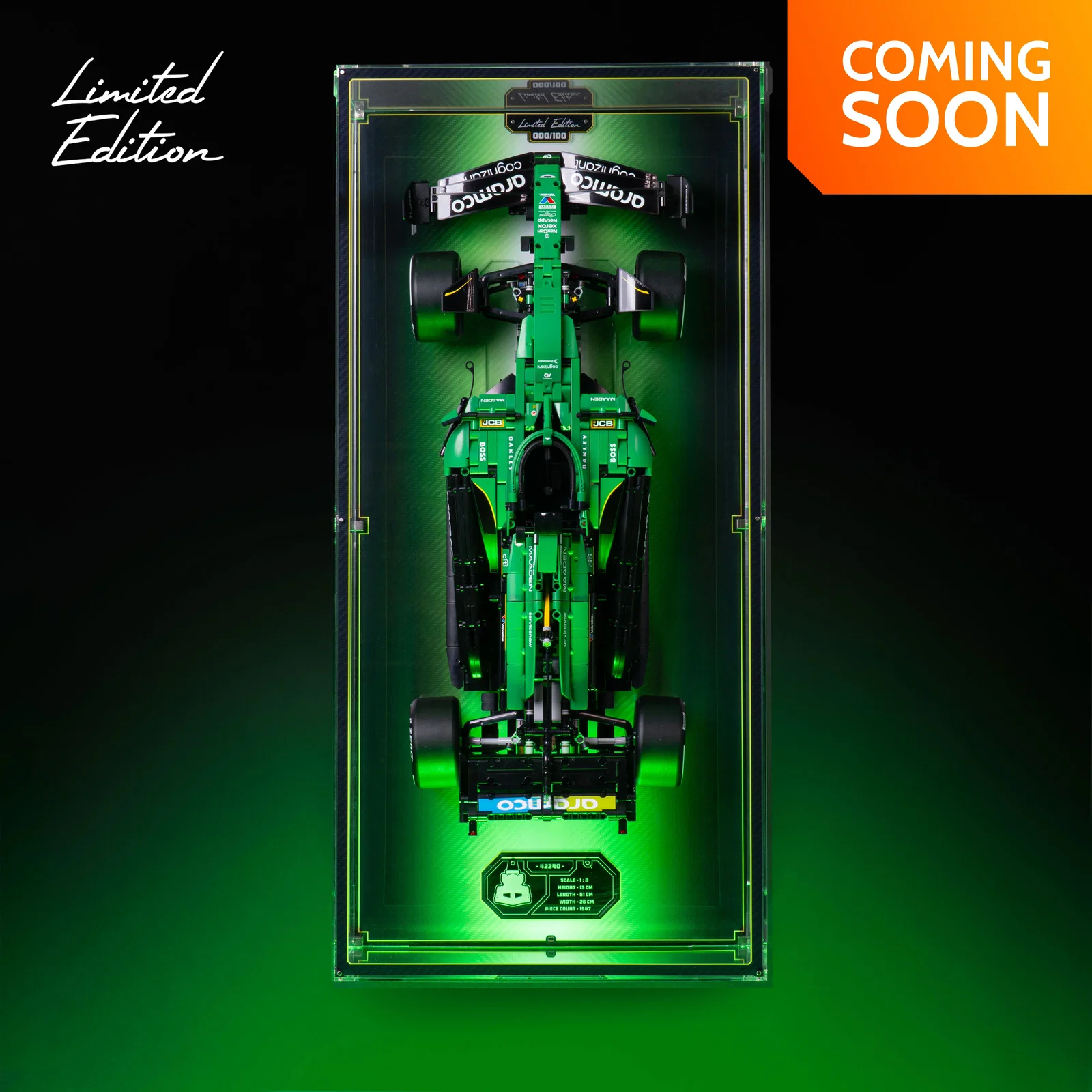 Image of Limited Edition Wall Mounted Display Case for LEGO® Technic™ Aston Martin Aramco AMR25 F1® Car (42240)