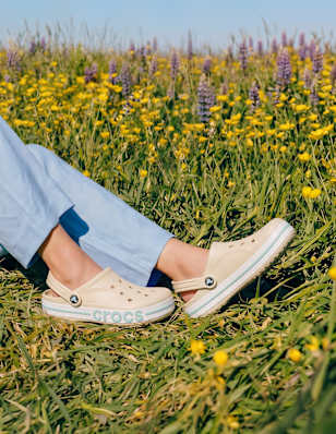 beige Crocs 