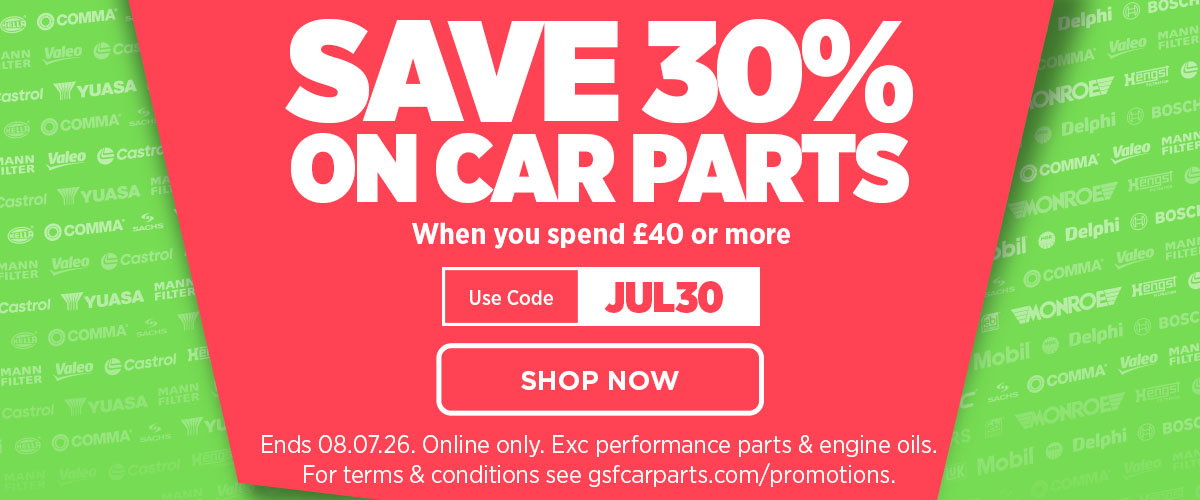 Save 30% on Car Parts When You Spend £40 or More - Use code JUL30