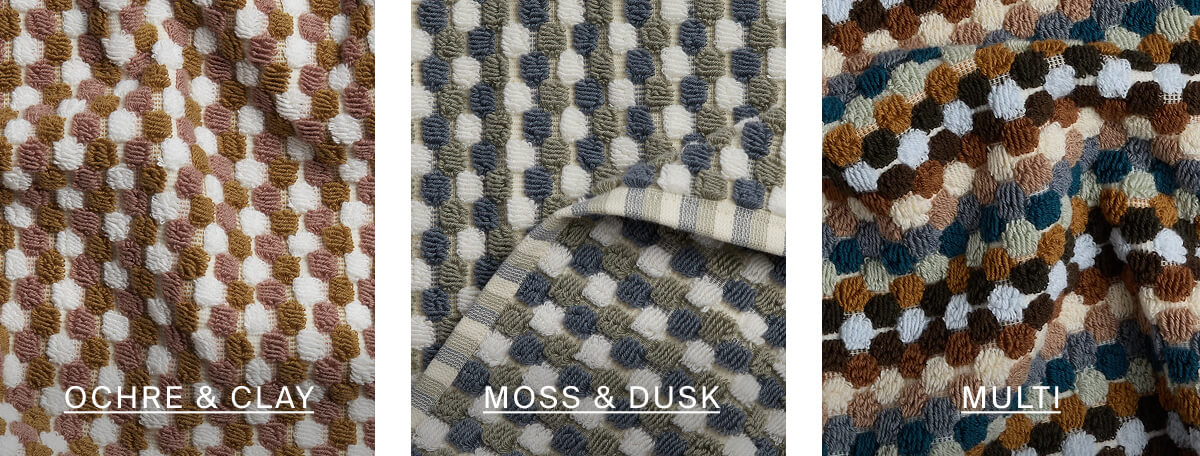 ochre & clay, moss & dusk, multi