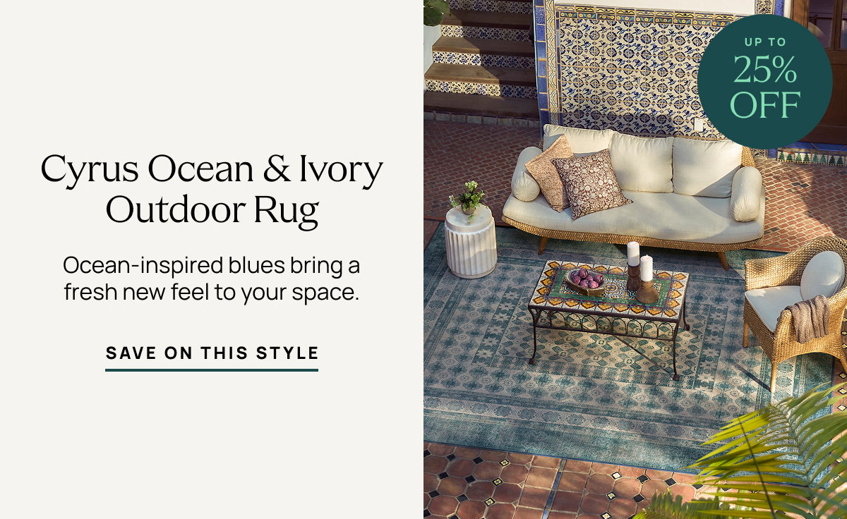 Cyrus Ocean & Ivory Outdoor Rug | Save On This Style