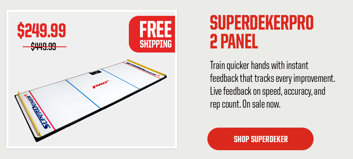 Product Block 3: SuperDekerPro 2 Panel. Train quicker hands with instant feedback that tracks every improvement. Live feedback on speed, accuracy, and rep count. On sale now. CTA: Shop SuperDeker