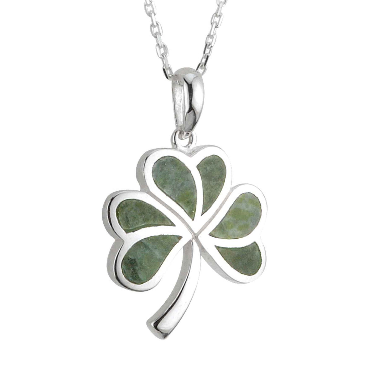 Image of Silver Connemara Marble Shamrock Necklace