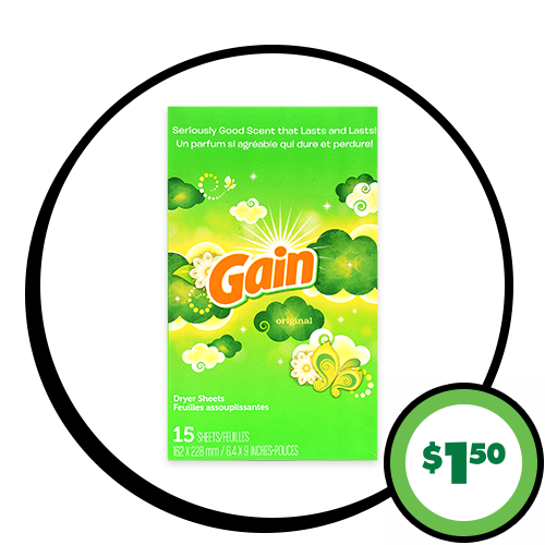 $1.50 Gain® Fabric Softener Dryer Sheets, 15-ct.