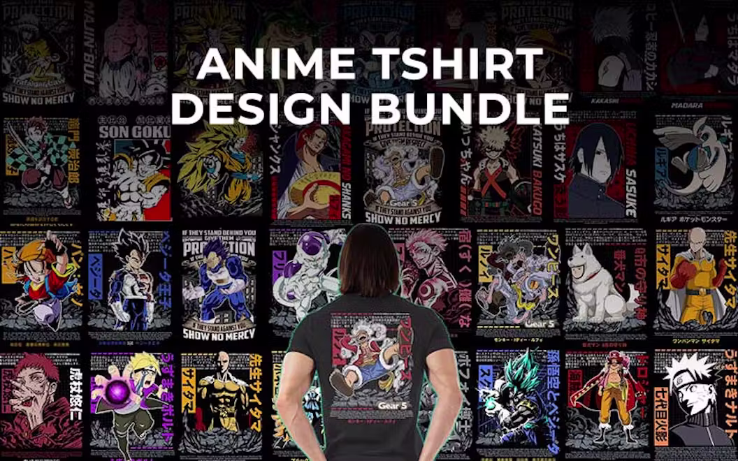 Anime T-shirt Designs Bundle | Extended Commercial License
