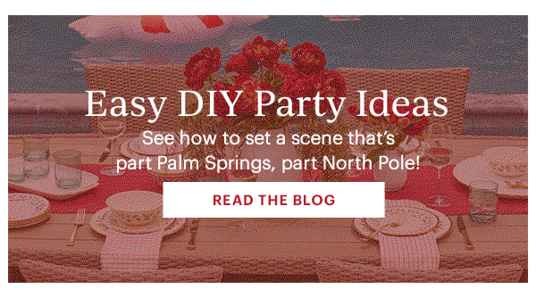 Easy DIY Party Ideas  See how to set a scene that's part Palm Springs, part North Pole!  [READ THE BLOG]