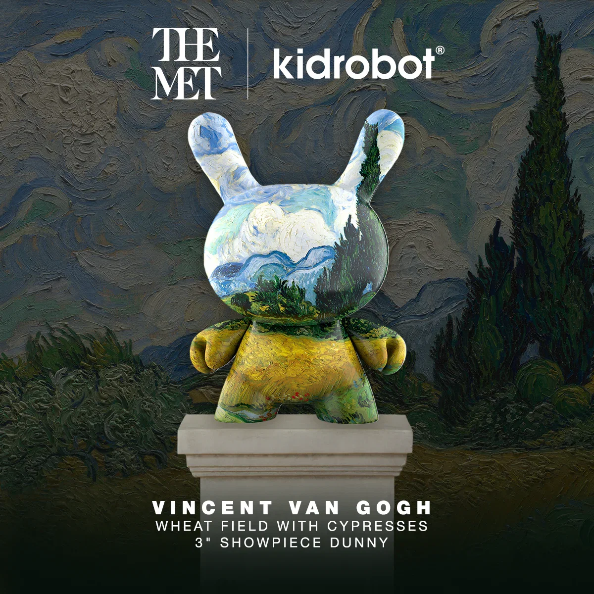 Image of The Met 3" Showpiece Vinyl Art Dunny - Wheat Field with Cypresses by Vincent van Gogh (PRE-ORDER)