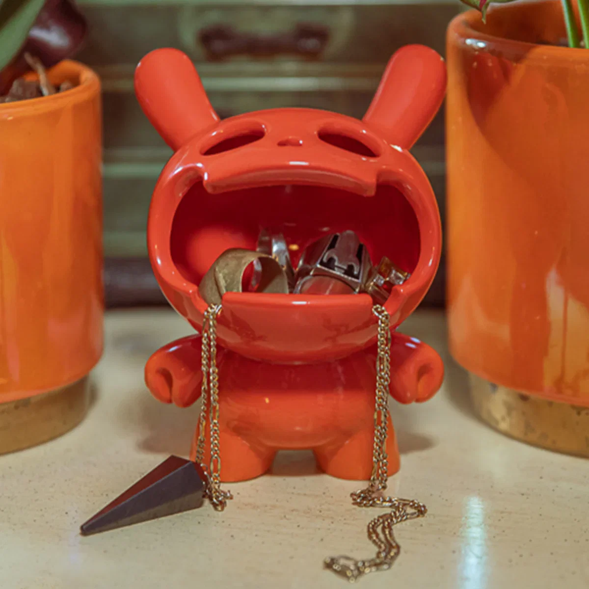 Image of Fine Ash Dunny 5" Ceramic Ashtray Figure - Sunset Orange Edition