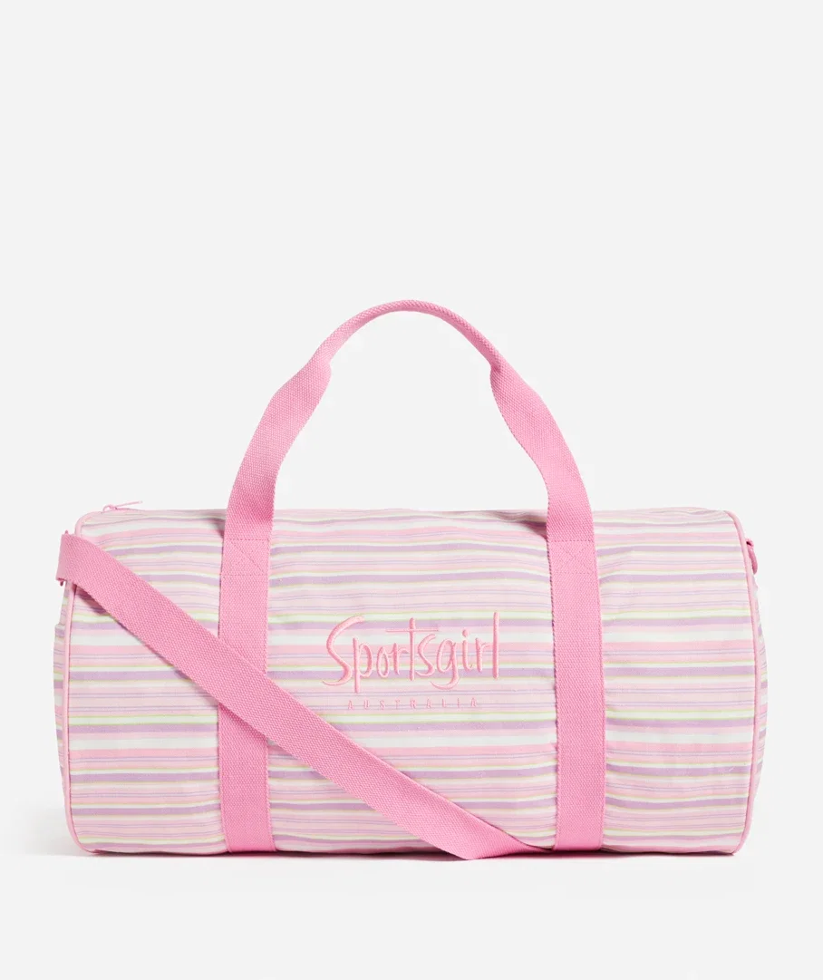 REWIND LOGO DUFFLE - PINK STRIPE