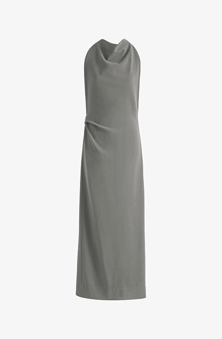 Selena Dress in Matte Double Crepe in Wood