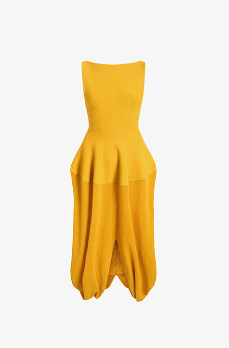 Sukki Dress in Draped Viscose in Marigold