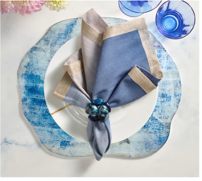 Dip Dye Napkin in blue and Gray