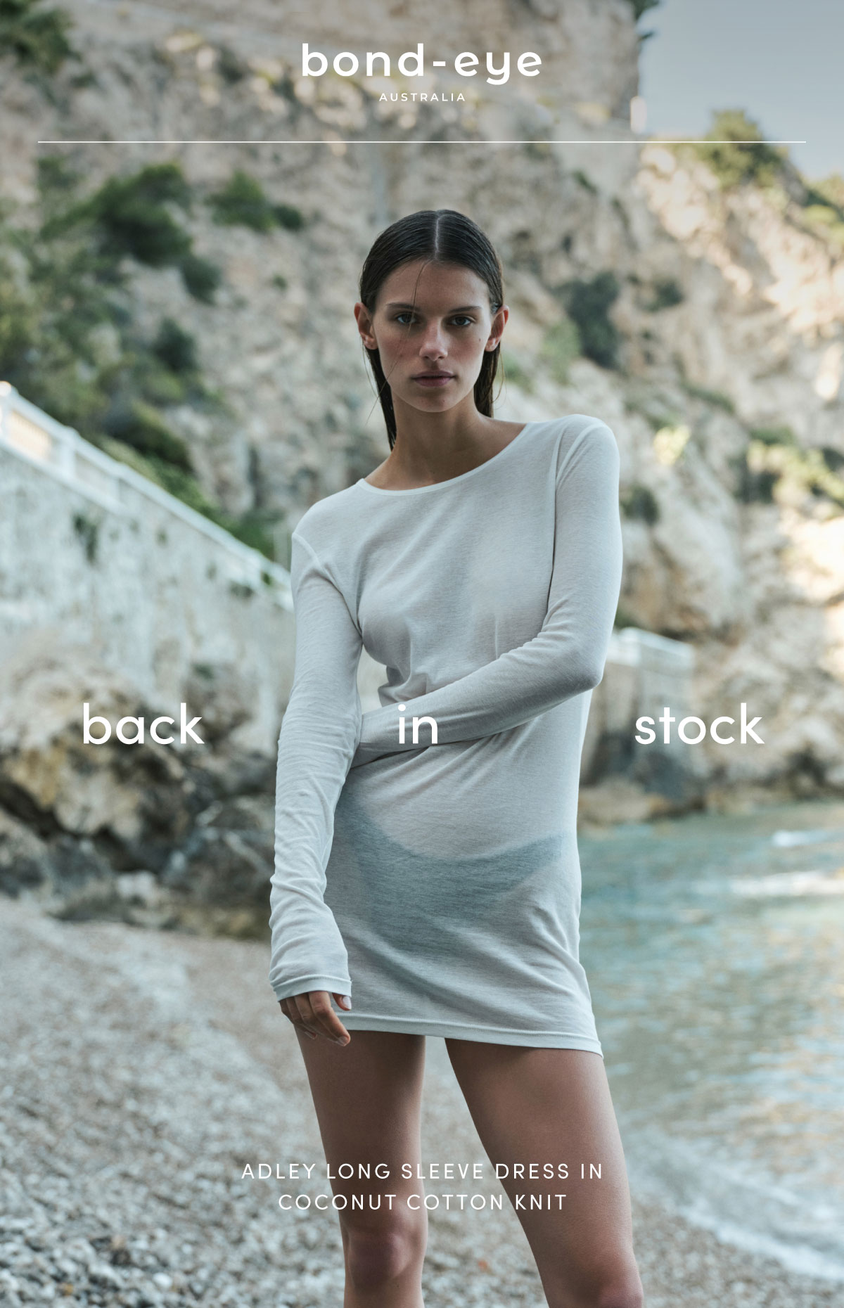 Back in stock | Adley Long Sleeve dress in Coconut Cotton Knit
