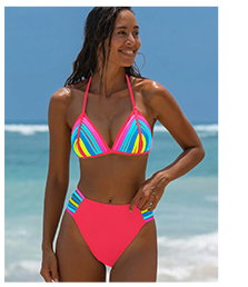 Neon Trim Halter Bikini Set