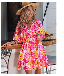 Floral Smocked Puff Sleeve Mini Dress