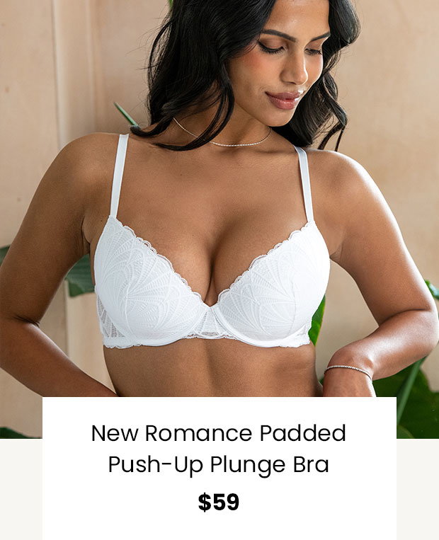 New Romance Padded Push-Up Plunge Bra - White