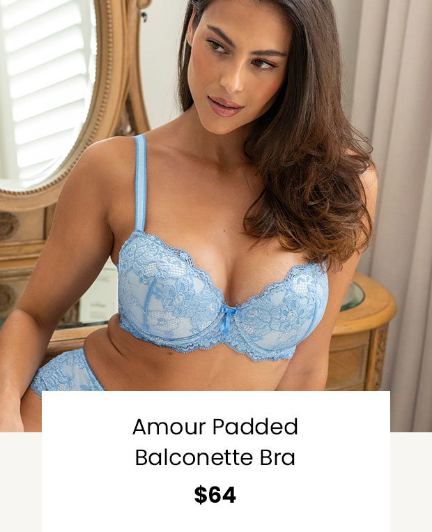 Amour Padded Balconette Bra - Powder Blue/Ivory